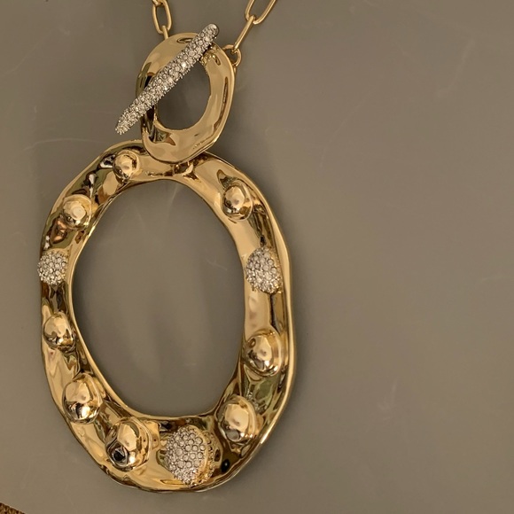 Alexis Bittar Large Gold Molten Repoussé & Crystal Dot Pendant Necklace - Picture 13 of 15